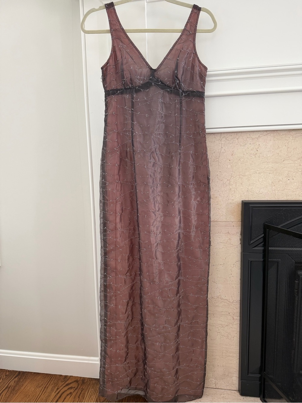 Vintage Black Sheer Embellished Sleeveless 90s Y2K Lined Maxi Dress
